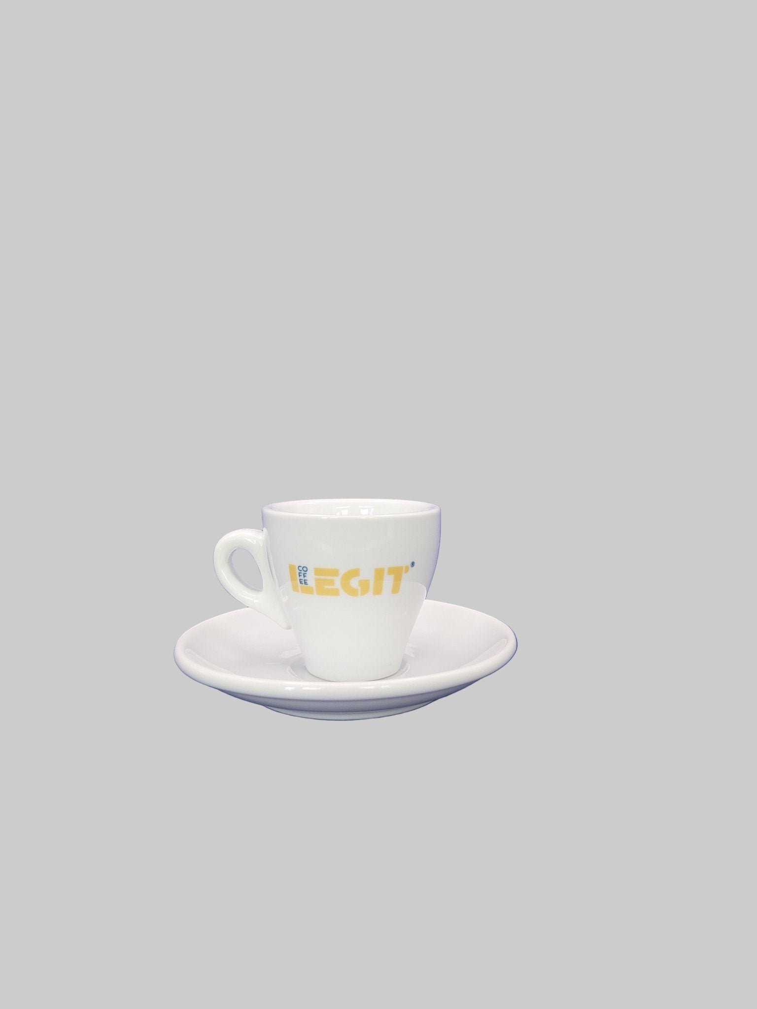 Φλιτζάνι μονού espresso λευκό με πιατάκι | LEGIT - Καφεκοπτεία Λουμίδη